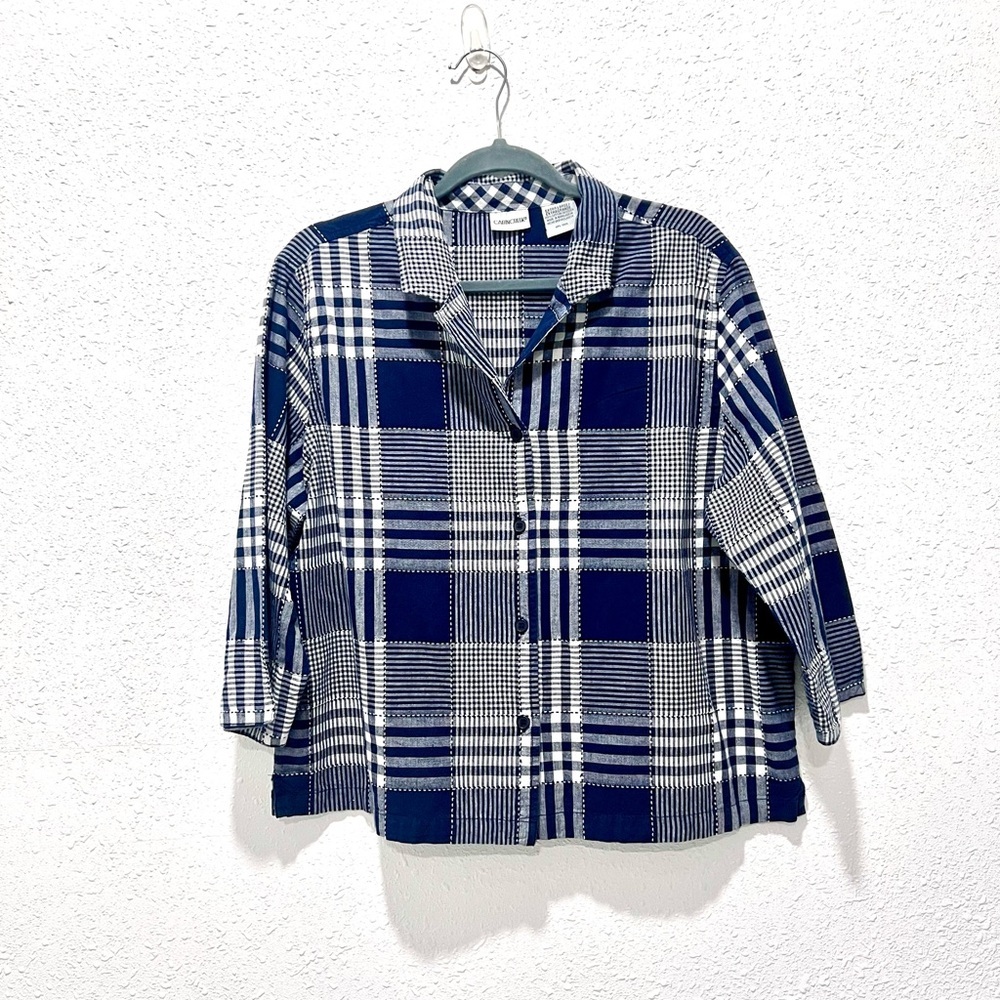Cabin‎ Creek Navy and White 100% cotton Checkered Shirt XL